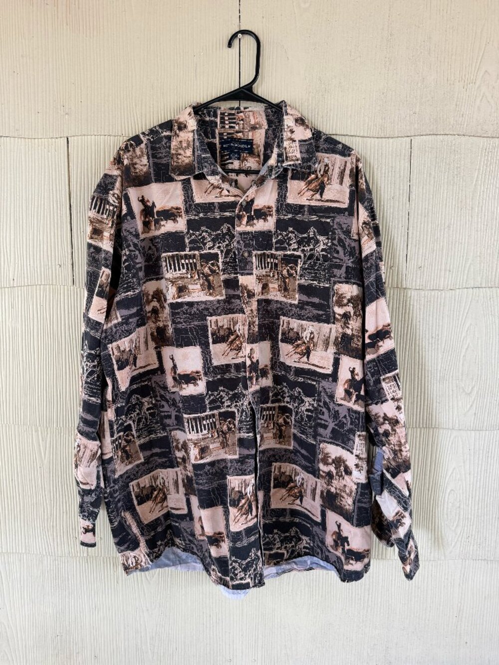 Vintage Bit & Bridle Tan Western Button-up Shirt